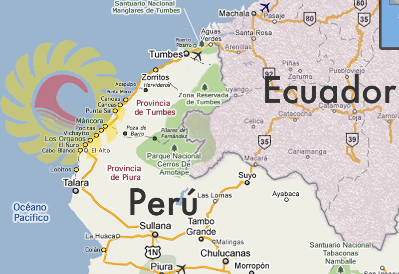 Mapa Máncora - Piura